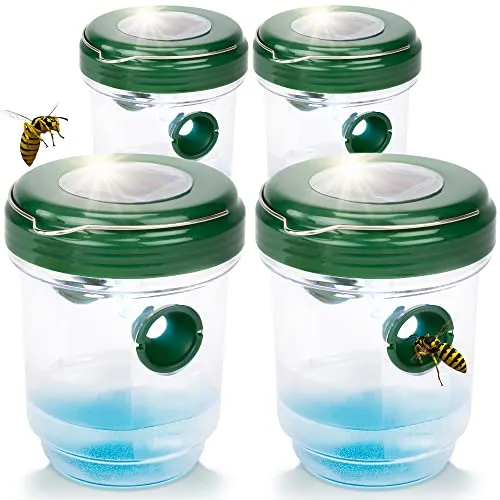 Gardigo Wespenfalle und Mückenfalle Solar 2 in 1-4er Set I Wespen Abwehr und Mückenschutz für Drinnen und Draußen | LED Licht zum Anlocken von Mücken | Insektenfalle | Mückenabwehr, Wespenabwehr