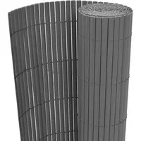 vidaXL Gartenzaun Doppelseitig PVC 90 x 300 cm Grau - Gartenzäune aus witterungsbeständigem PVC, flexibel kürzbar und ideal für Sichtschutz oder Abgrenzungen in Ihrem Garten.