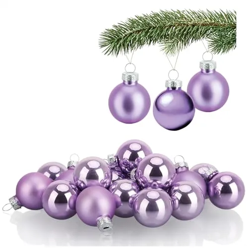 COM-FOUR® 20x Mini-Christbaumkugeln aus Glas in lila von COM-FOUR