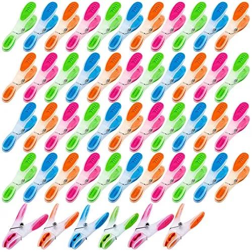 PEARL Wäscheklammer Softgrip: 2er-Set extra Starke Wäscheklammern mit Soft-Grip, 25 STK, in 4 Farben (Wäscheclip, Wäscheleine)