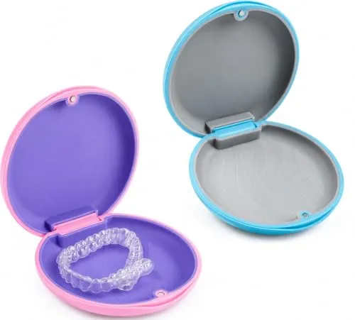 Zahnspangendosen mit Magnetverschluss, Retainer- & Prothesenbox | 2 Boxen in Blau und Rosa für Zahnspange, Retainer, Zahnschiene, Aligner und Prothese – mit Magnetverschluss. 2