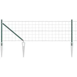 vidaXL Zaun mit Pfosten Grün 0,4 x 10 m - Gartenzaun aus hochwertigem Stahl, wetterfest und UV-beständig. Ideal für Garten und Terrasse, schützt vor Witterung und bietet einfache Montage für eine sichere Abgrenzung.
