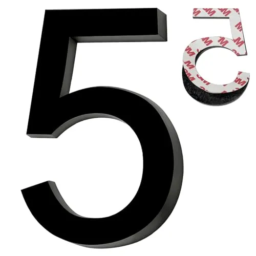 Hausnummer Klebend Nr. 5 aus Acryl – Wetterfest und Modern