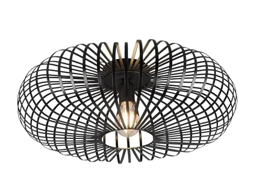 meineWunschleuchte Deckenleuchte mit Metall Gitter Lampenschirm in Schwarz matt Ø 50cm - Deckenleuchte, stilvolles Design mit dimmbarer E27 LED, perfekt für stimmungsvolles Licht in jedem Raum.