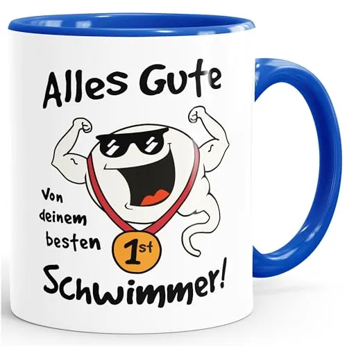 MoonWorks® Kaffee-Tasse Alles Gute von deinem besten Schwimmer Geschenk Papa Vatertag Geburtstag lustige Kaffeebecher Royal Keramik-Tasse