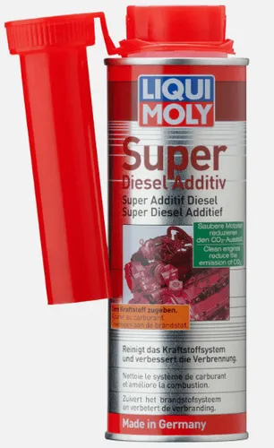 LIQUI MOLY Super Diesel Additiv 250 ml - Dieselkraftstoffadditiv zur Reinigung des Kraftstoffsystems, erhöht die Cetanzahl und optimiert die Motorleistung für bessere Effizienz.