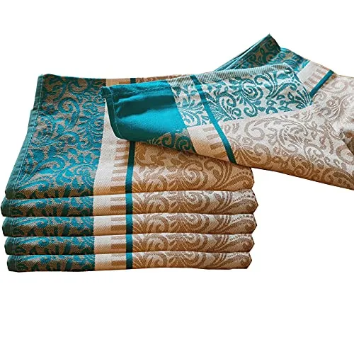 Casa Colori Geschirrtuch 1er 3er oder 6er Set 50x70 in Rot Grün Braun oder Grau Gemustert, Farbauswahl:Gruen, Stückzahl:6 Stück