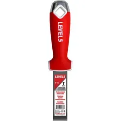 LEVEL5 2,5 cm Soft-Grip-Edelstahl-Trockenbau-Fugenmesser - Professionelles Spachtelwerkzeug mit ergonomischem Soft-Grip-Griff und langlebigem Metallhammerende für komfortables Finishing und optimale Kontrolle bei Gipskartonarbeiten.