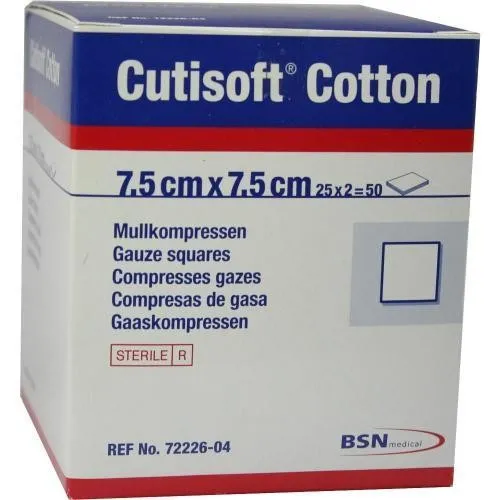CUTISOFT Cotton Kompr.7,5x7,5 cm steril 25X2 St