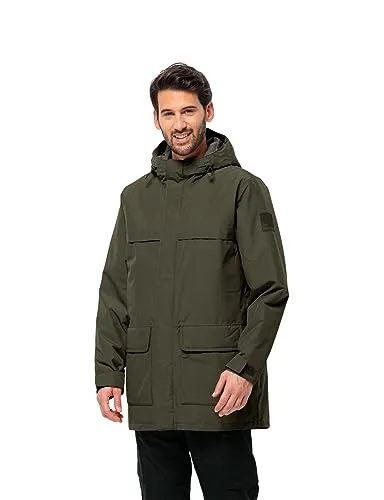 Jack Wolfskin Herren WINTERLAGER M Parka - Island Moss, M - Funktionsjacke mit wasserdichtem und winddichtem Wetterschutz, ausgestattet mit Kapuze und aus recycelten Materialien, ideal für kalte Tage.