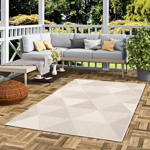 Campus Rauten Bunt Teppich in Sisaloptik - Teppich für Terrasse und Balkon, schadstoffgeprüft, parkett- und laminatschonend, ideal für Innen- und Außenbereiche, in 5 Größen erhältlich.