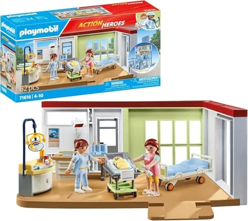 PLAYMOBIL Action Heroes 71616 Entbindungsstation - 62-teiliges Set aus über 80% recycelten Materialien, ideal für kreative Rollenspiele ab 4 Jahren
