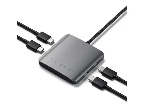 Satechi USB-C PD 4-Port Hub Space Grau - 75W Power Delivery - USB-Hub mit 4 Ports und 75W Power Delivery, ideal für gleichzeitiges Laden und Datenübertragung, perfekt für moderne Laptops.