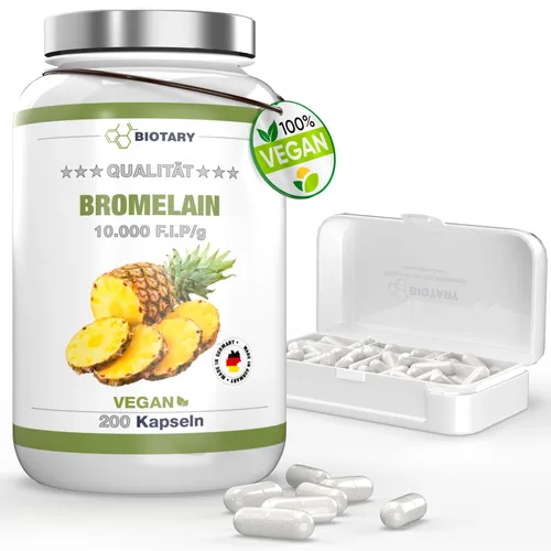 Bromelain 200 Kapseln 500 mg | 10000 F.I.P/g | 5000 GDU/g | Vitamin C | 7 Monate