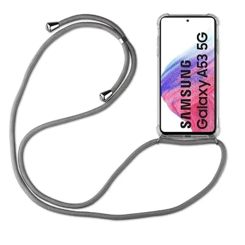 Hülle Kompatibel mit Samsung Galaxy A53 | Handykette Smartphone Halskette Hülle mit Band | Handyhülle mit Kordel zum Umhängen Kompatibel für Galaxy A53 | Grau