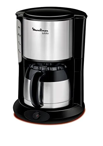 Moulinex FT360811 Thermo Kaffeemaschine Subito - Kaffeemaschine mit edelstahl matt und schwarzem Design, 0,9L Kapazität für bis zu 12 Tassen, Isolierkanne und automatische Abschaltung für sicheren Genuss.