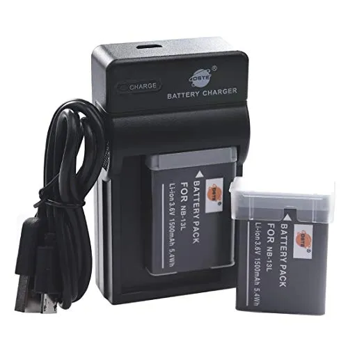 DSTE NB-13L Li-Ionen Batterie (2-Pack) und Travel Ladegerät Anzug Kompatibel für Canon PowerShot G5X G7X G9X