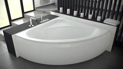 Moderne Eckbadewanne aus Acryl – L-Form, Weiß - Elegante Eckbadewanne aus hochwertigem Acryl, ideal für Ihr Badezimmer. Mit kompakten Maßen von 148 x 148 cm und einer Höhe von 65,5 cm bietet sie Komfort und Stil für entspannende Momente.