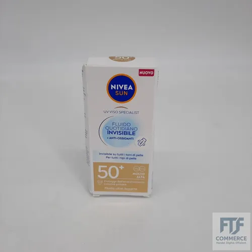 NIVEA Sun Unsichtbares Tagesfluid LSF 50+, 40 ml, Gesichtscreme SPF 50+, unsicht