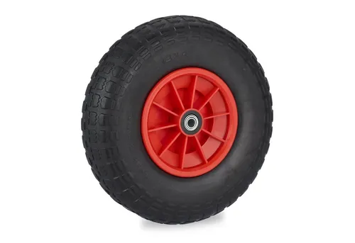 Relaxdays Schubkarren-Rad 4.00-6, pannensicher und robust - Ersatzrad aus Vollgummi für Schubkarren, unempfindlich gegen Dornen und Nägel, mit 3 Achs-Adaptern für vielseitige Nutzung und immer einsatzbereit.