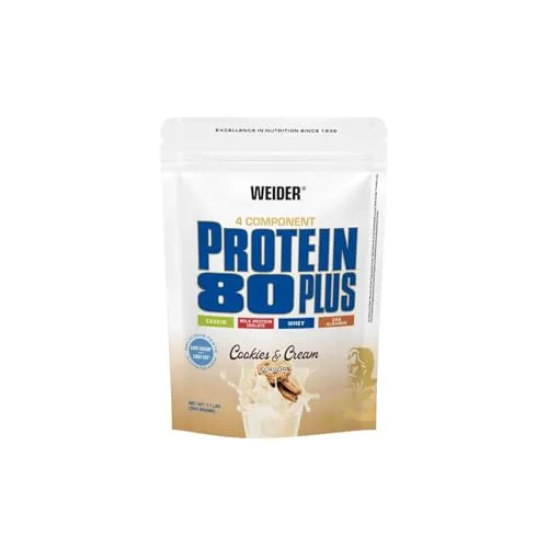 Weider Protein 80 Plus - Cookies n Cream 500g - Sportnahrung mit hochwertigem Mehr-Komponenten Protein, reich an BCAA's für Muskelaufbau und Regeneration. Genießen Sie den leckeren Geschmack von Cookies n Cream!