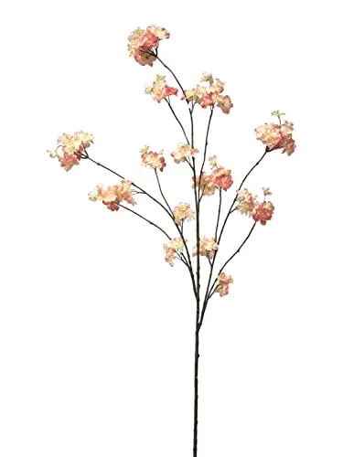 artplants.de Kunstzweig Pflaume OUNALI mit Blüten, rosa-Creme, 125 cm - Künstlicher Blütenzweig von artplants, 125 cm lang. Ideal für kreative Dekorationen, bringt Farbe und Eleganz in jeden Raum.