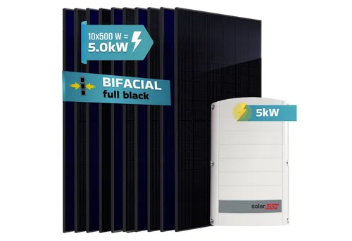 SUNNIVA Solaranlage 5.0 kW mit SolarEdge SE5K - Hochwertige 5,0 kW Photovoltaik-Anlage mit 10 bifacialen 500 W Solarmodulen und SolarEdge SE5K Wechselrichter für effiziente Stromerzeugung. Ideal für Eigenverbrauch und Netzeinspeisung.