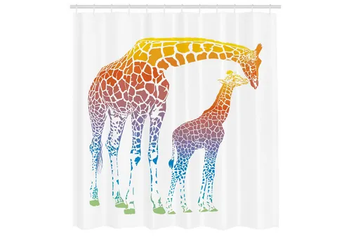 ABAKUHAUS Giraffe Duschvorhang - Einzigartiger Duschvorhang mit surrealistischem Giraffen-Motiv, 175 x 180 cm, wasserabweisend und waschmaschinenfest – perfektes Badezimmerdekor!