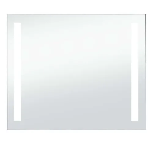 furnicato LED-Wandspiegel 80x60 cm für Badezimmer - Eleganter LED-Badspiegel mit zwei mattierten Leisten für optimale Beleuchtung. Ideal zum Schminken und Pflegen, geprüft nach IP44 für Sicherheit in feuchten Umgebungen. Lieferung inkl. Adapter und Befestigungsmaterial.