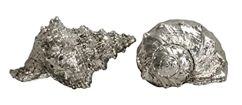 Posiwio dekorative Maritime Deko Muscheln Keramik alt-silberfarbig im 2-er Set