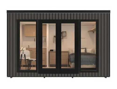 Luxus Gartenhaus aus Holz – Modernes Campinghaus - Hochwertiges Gartenhaus aus Kiefernholz, wasserdicht und mit modernem Design. Ideal für Freizeit und Erholung. Maße: 3,9 x 2,3 x 2,58 m, inklusive Boden und einem Fenster.