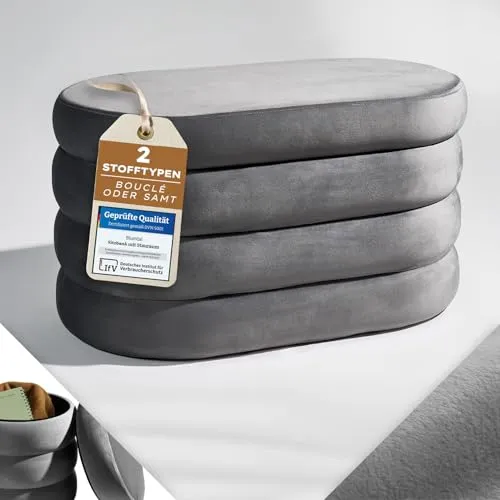 Blumtal Sitzbank mit Stauraum oval, Samt-Bezug