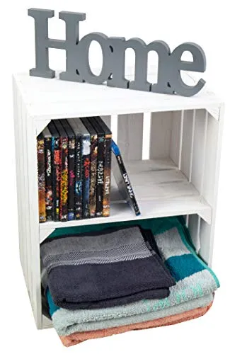 Kistenkolli Altes Land Massive Schuh- Bücherregalkiste Obstkiste Weinkiste Maße ca 50 x 40 x 31cm xxxaus dem Alten LandxxxWeinkisten Obstkisten Holzkiste Dekokiste Regal (Weiß neu quer)