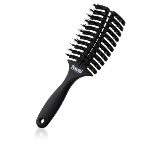 feschi Haarbürste mit veganen Borsten - Haarbürste ohne ziepen durch die Haare - perfekte Kopfform Passung - ideal für lange Haare - antistatisch - the essential - Hair Brush - Entwirrbürste