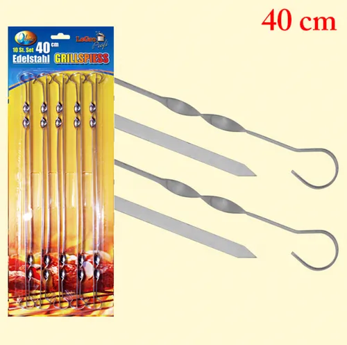Grillspieß, 10 St. 40 cm 10 mm breit Fleischspieße Grillspieße Schampura