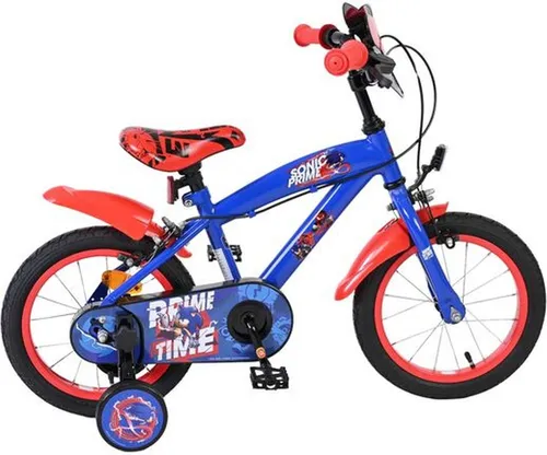VOLARE Kinderfahrrad Sonic Prime 14 Zoll - Blau - Cooles 14-Zoll-Kinderfahrrad im Sonic-Stil mit Handbremsen und abnehmbaren Stützrädern für sicheres Fahren. Ideal für kleine Abenteuerlustige!