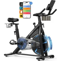 Heimtrainer Fahrrad für Zuhause – Leises Fitnessbike mit LCD-Display - Ergometer & Heimtrainer mit 8 Widerstandsstufen und Bluetooth-Kompatibilität, ideal für individuelles Training und komfortables Radfahren.