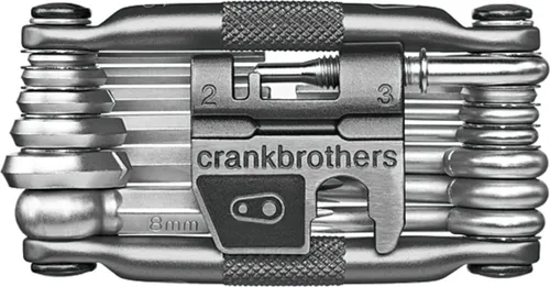 Crankbrothers Multifunktionswerkzeug 19, grau - Kompaktes Multitool mit 19 Funktionen, ideal für Radfahrer unterwegs. Robuste Aluminium- und Edelstahlhülle, leicht und vielseitig einsetzbar.