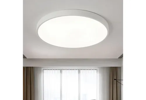 style home LED Deckenleuchte Runde Deckenlampe aus Metall, Warmweiß 3000K ohne Fernbedienung, 12W, Ø23*5cm, Weiß, Metall Lampe für Flur Küche