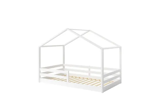 Bellabino Hausbett Abia mit Lattenrost und Rausfallschutz (weiß, mit Matratze), Bodenbett 120x200 cm, verfügbar in verschiedenen Ausführungen