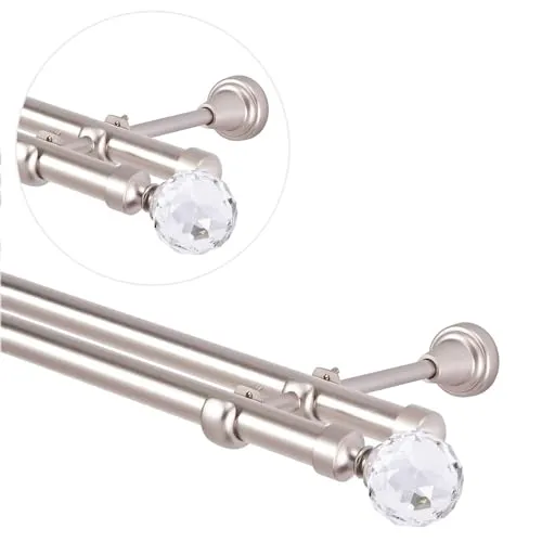 Gardinenstange 140 cm für Wandmontage - Vorhangstange 19 mm 2-läufig Chrom Matt - Einzelfensterstangen mit robustem Metall für langanhaltende Stabilität, ideal für kreative Vorhangarrangements in jedem Raum.