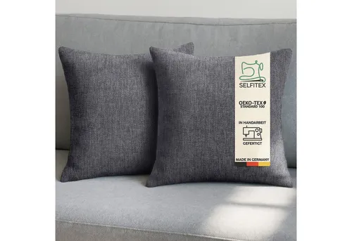 Selfitex Dekokissen 2er Set Sofakissen 30x50/40x40/50x50 inkl. Füllkissen, Canvas Stoff, strukturierte Oberfläche, fein meliert, in Handarbeit gefertigt