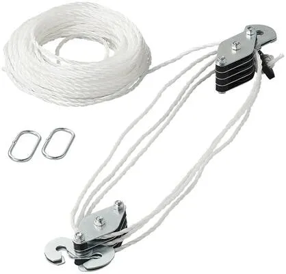 Pro Plus Flaschenzug mit 20M Nylonseil - Zubehör für Klettern & Wandern, mit einer Nennlast von 180 kg und einer Bruchkraft des Seils von 280 kg – ideal zum sicheren Heben schwerer Lasten.