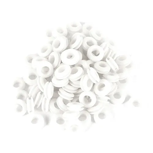 sourcing map 100pcs 8mm x 15mm weiße Gummidrahtösen Ringkabelschutz