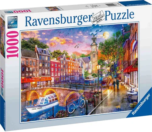 Ravensburger Puzzle 1000 Teile Puzzle Sonnenuntergang über Amsterdam 19945, 1000 Puzzleteile