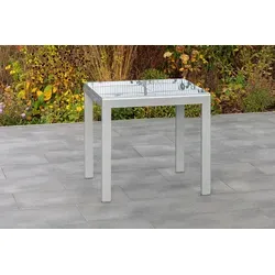Merxx Semi-Balkonausziehtisch 80 x 70 cm - Silber/Grau - Gartentisch mit ausziehbarer Funktion von 80 auf 120 cm, perfekt für kleine Terrassen und entspannte Stunden mit bis zu vier Personen.