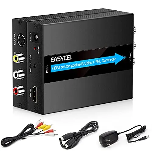EASYCEL HDMI auf S-Video RCA Konverter Mit Kabel, Composite AV CVBS Adapter (Aluminium)