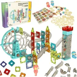 Magnetische Ziegelsteine Kugelbahn mit Sound Musik 118 Elemente