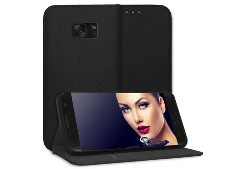 mtb more energy Smartphone-Hülle Smart Magnet für Samsung Galaxy S7, Schwarz, Bookstyle Klapphülle Cover Wallet Case aus Kunstleder