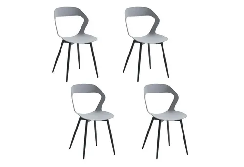 LuxusKollektion Esszimmerstuhl 4er Set mit Metallbeinen in Grau+Schwarz